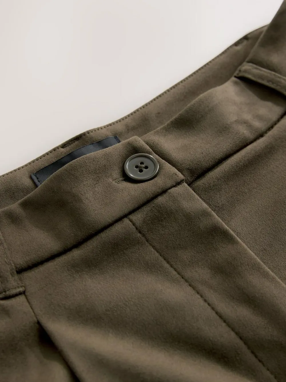 Online Next Khaki Green Faux Suede Longline Shorts