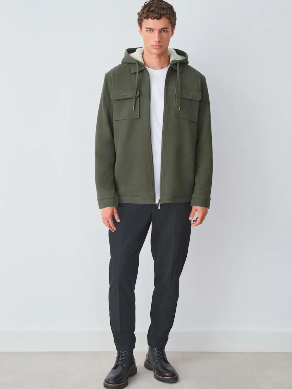 Next Hooded Borg Fleece Lined Shacket^ Sweatshirts & Hoodies|Sweatshirts & Hoodies