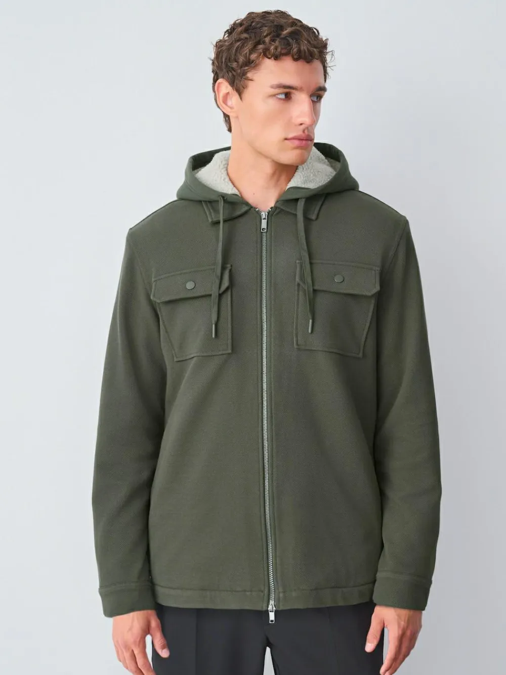 Next Hooded Borg Fleece Lined Shacket^ Sweatshirts & Hoodies|Sweatshirts & Hoodies