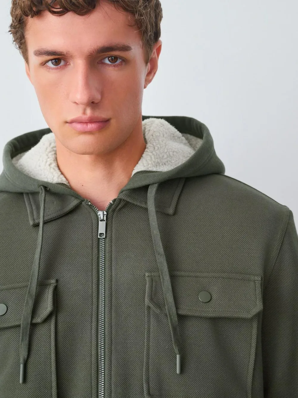 Next Hooded Borg Fleece Lined Shacket^ Sweatshirts & Hoodies|Sweatshirts & Hoodies