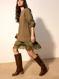 Next 2-In-1 Soft Touch Jumper Lace Skirt^Women Dresses