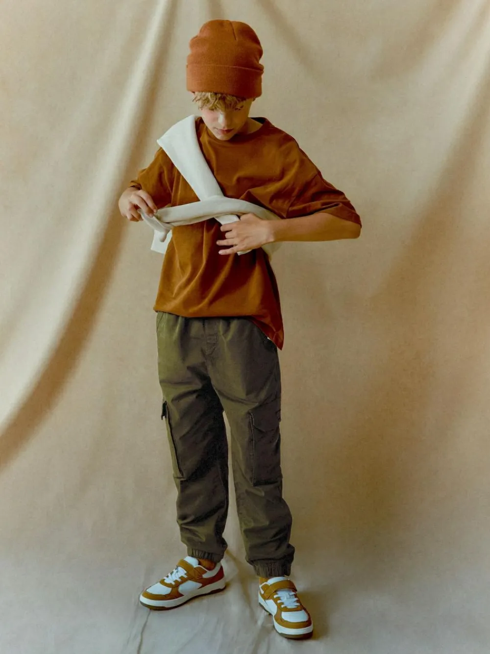 Next Khaki Green Loose Fit Cargo Trousers (3-16yrs)