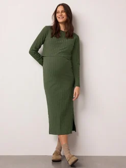 Next Maternity Long Sleeve Nursing Shelf Dress^Women Midi Dresses