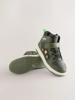 Next Khaki Green Minecraft High Top Trainers^BOY Sneakers