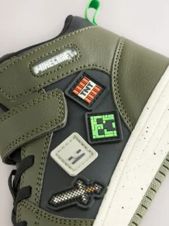 Next Khaki Green Minecraft High Top Trainers^BOY Sneakers