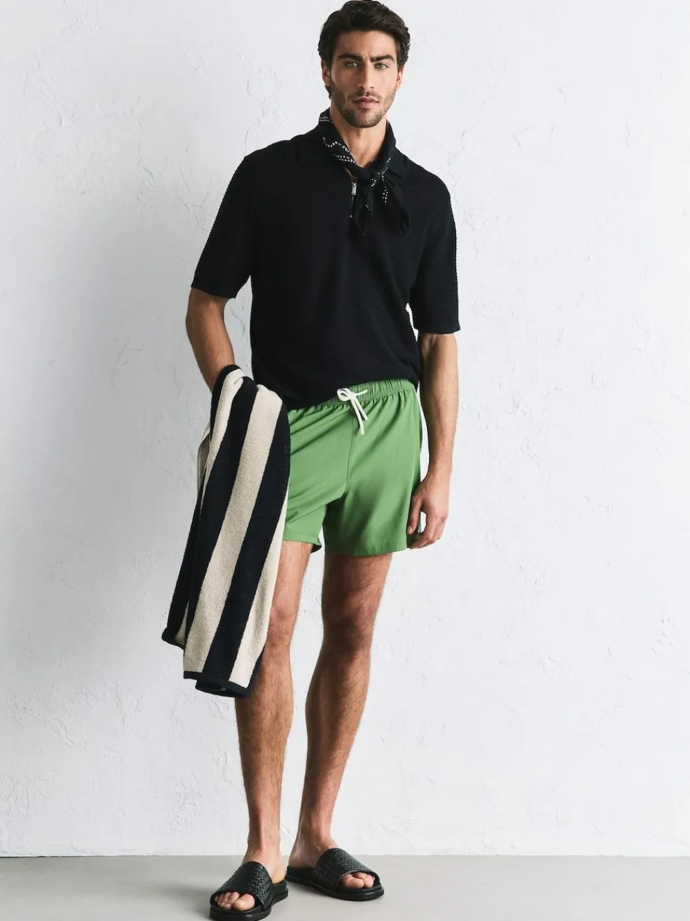 Next Motion-Flex 5 Inch Swim Shorts Khaki Green