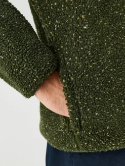 Sale Next Zip Through Funnel Borg Fleece Khaki Green Nep