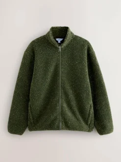 Sale Next Zip Through Funnel Borg Fleece Khaki Green Nep