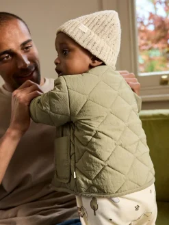 Next Khaki Green Nylon Quilted Baby Jacket (0mths-2yrs)^BOY Baby Winter Clothing|Coats, Jackets & Pramsuits