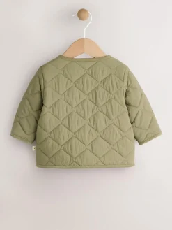 Next Khaki Green Nylon Quilted Baby Jacket (0mths-2yrs)^BOY Baby Winter Clothing|Coats, Jackets & Pramsuits