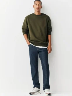 Next Khaki Green Regular Fit Heavyweight Cotton Rich Crew Neck Sweatshirt^ Sweatshirts & Hoodies|Sweatshirts & Hoodies