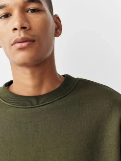 Next Khaki Green Regular Fit Heavyweight Cotton Rich Crew Neck Sweatshirt^ Sweatshirts & Hoodies|Sweatshirts & Hoodies