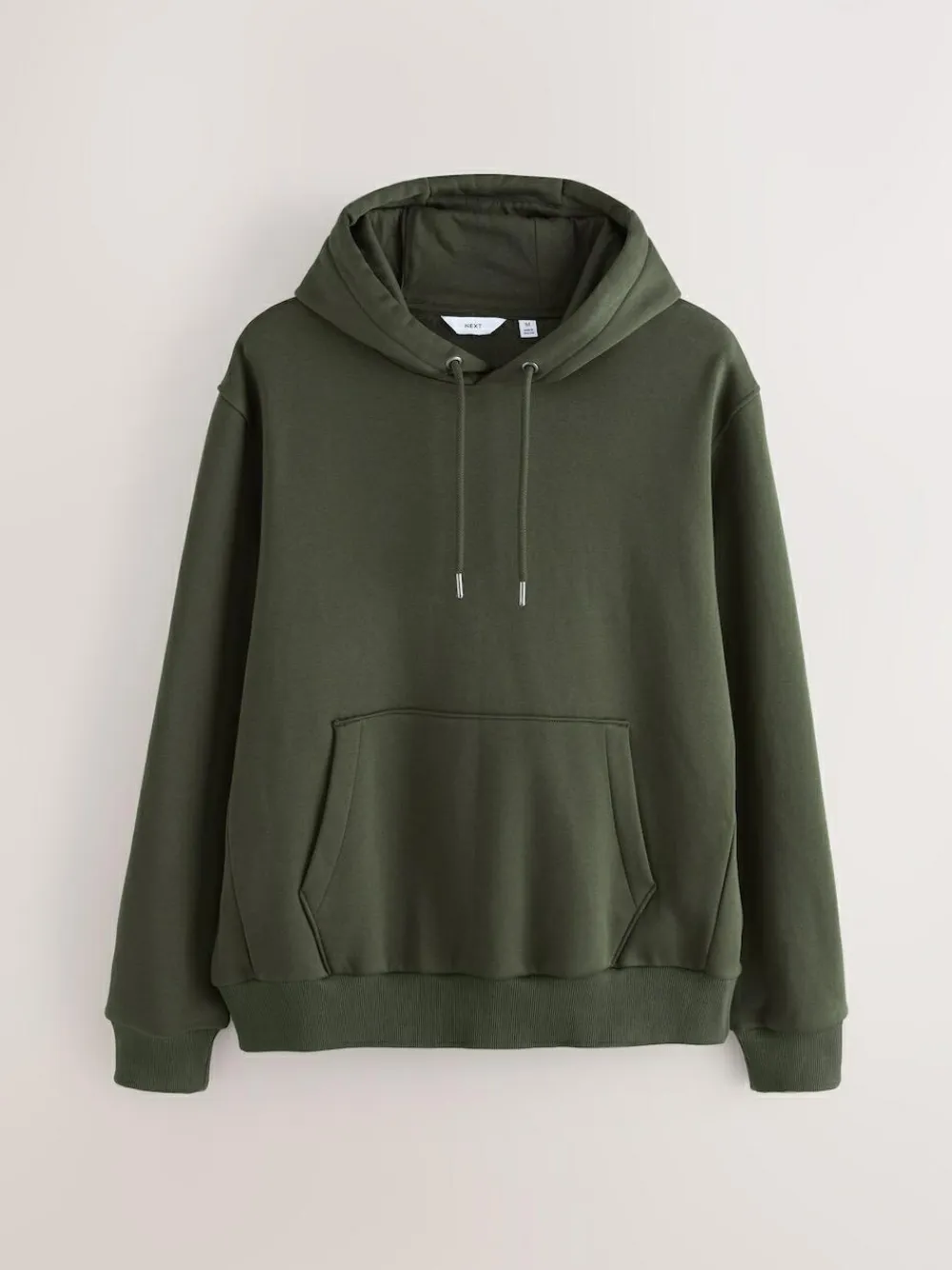New Next Khaki Green Regular Fit Heavyweight Cotton Rich Jersey Hoodie