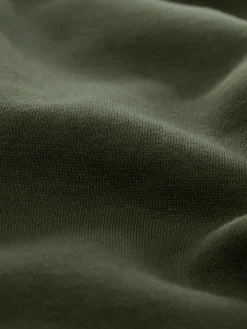 New Next Khaki Green Regular Fit Heavyweight Cotton Rich Jersey Hoodie