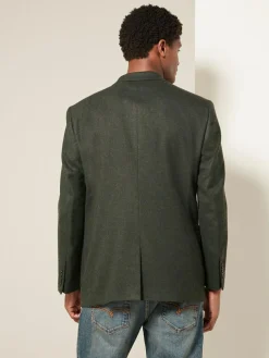 Hot Next Regular Fit Textured Smart Blazer Khaki Green