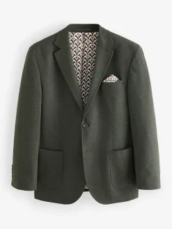 Hot Next Regular Fit Textured Smart Blazer Khaki Green