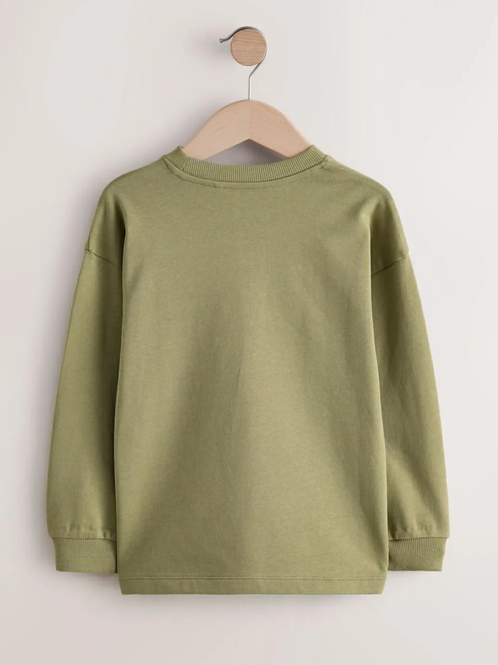 Online Next Khaki Green Relaxed Fit Long Sleeve Heavyweight T-Shirt (3-16yrs)