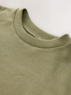 Online Next Khaki Green Relaxed Fit Long Sleeve Heavyweight T-Shirt (3-16yrs)