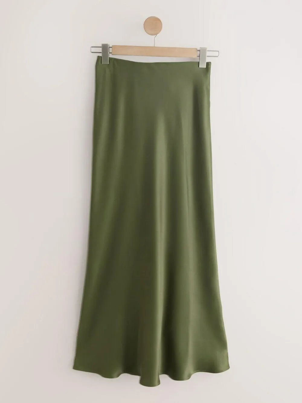 Best Next Khaki Green Satin Midi Skirt