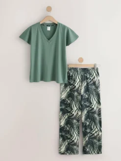 Outlet Next Short Sleeve Pyjamas Khaki Green