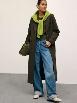 Next Khaki Green Slim Supersoft Crew Neck Cardigan with Wool^Women Knitwear|Knitwear