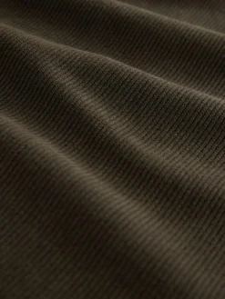 Clearance Next Soft Rib Texture Quarter Zip Neck Fleece Khaki Green