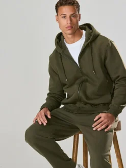 Sale Next Khaki Green Straight Fit Relaxed Fit Brushback Heavyweight Joggers