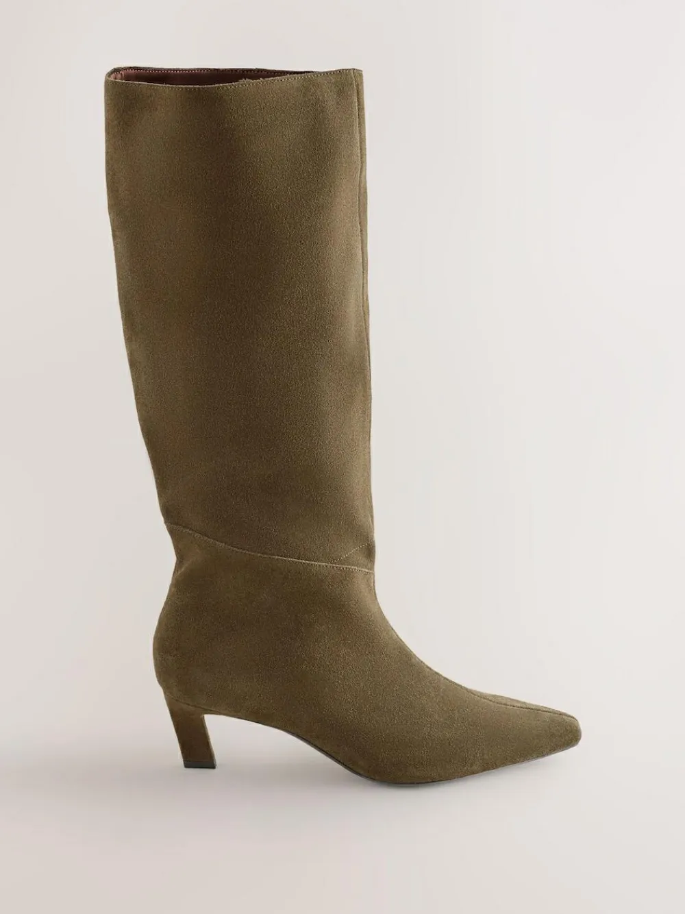 Outlet Next Forever Comfort® Knee High Chisel Toe Heeled Boots Khaki Green Suede