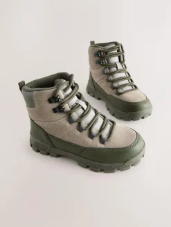 Discount Next Khaki Green Suede Lace-Up Hiker Boots