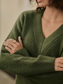 Next Super Soft V-Neck Midi Dress With Wool^Women Dresses|Midi Dresses