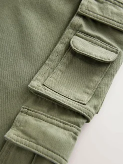 Discount Next Twill Woven Cotton Cargo Trousers (3-16yrs) Khaki Green