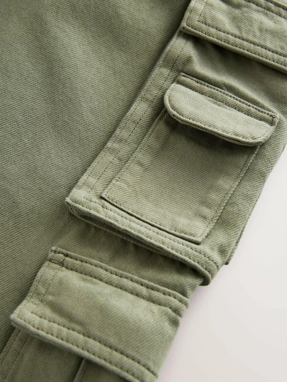 Discount Next Twill Woven Cotton Cargo Trousers (3-16yrs) Khaki Green