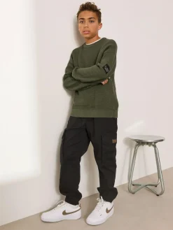 Discount Next Khaki Green Utility Knitted Crew Neck Jumper (3-16yrs)