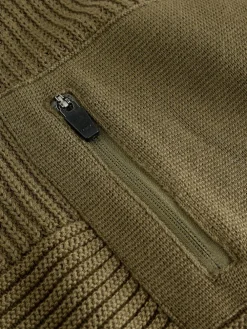 Next Khaki Green Utility Knitted Hoodie (3-16yrs)^BOY Knitwear & Sweaters|Knitwear