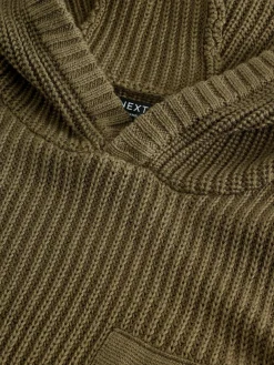 Next Khaki Green Utility Knitted Hoodie (3-16yrs)^BOY Knitwear & Sweaters|Knitwear