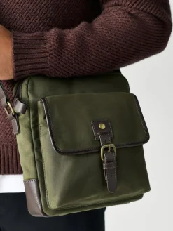 Online Next Khaki Green Wax Cotton Cross-Body Bag