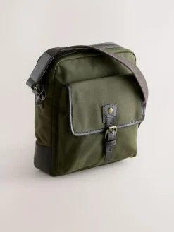 Online Next Khaki Green Wax Cotton Cross-Body Bag