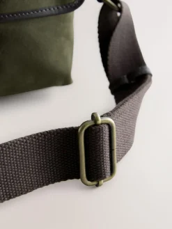 Online Next Khaki Green Wax Cotton Cross-Body Bag