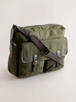 Best Next Khaki Green Wax Cotton Messenger Bag