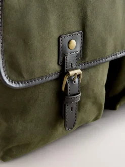 Best Next Khaki Green Wax Cotton Messenger Bag
