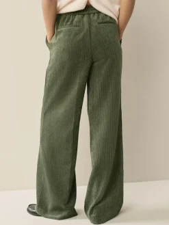 Next Khaki Green Wide Leg Soft Cord Trousers^Women Pants