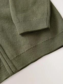 Next Khaki Green Zip Through Knitted Cardigan (3-16yrs)^BOY Knitwear & Sweaters|Knitwear