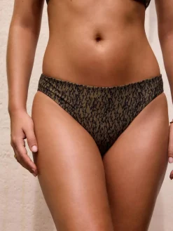 Next Khaki Green/Black High Leg Bikini Bottoms^Women Swimwear