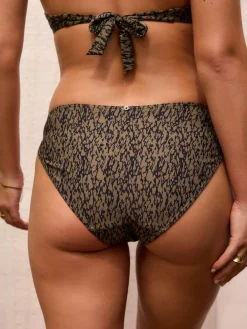Next Khaki Green/Black High Leg Bikini Bottoms^Women Swimwear
