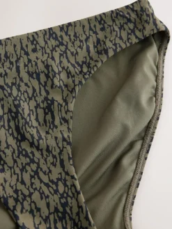 Next Khaki Green/Black High Leg Bikini Bottoms^Women Swimwear