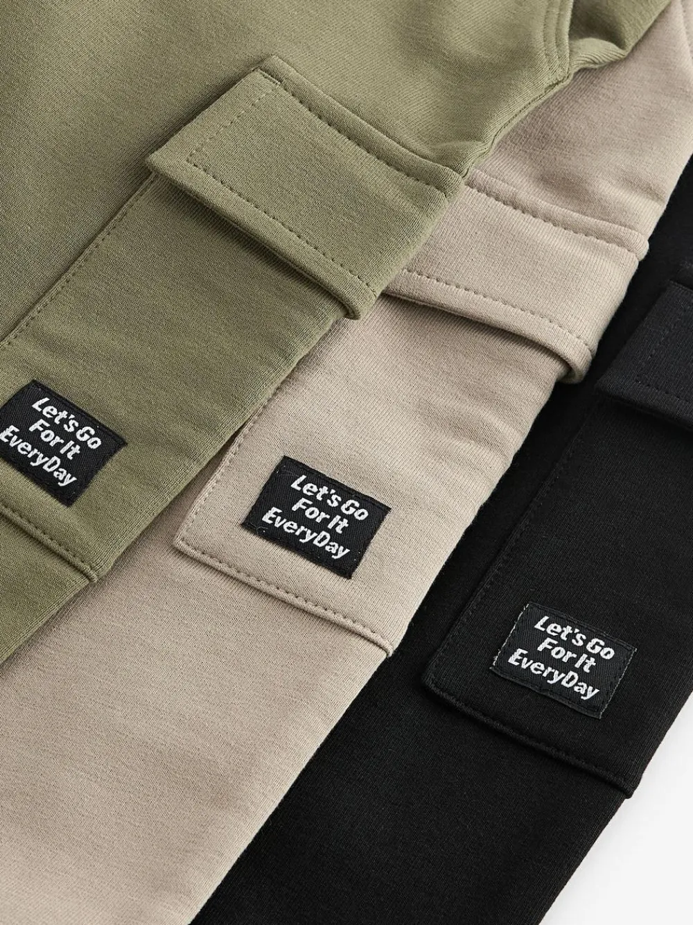 Next Khaki Green/Grey/Black Super Skinny Utility Joggers 3 Pack (3mths-7yrs)^BOY Multipacks|Jeans & Joggers