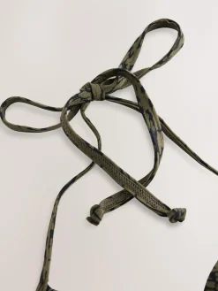 Sale Next Khaki/Black Print Padded Wired Plunge Bikini Top