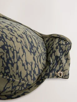 Sale Next Khaki/Black Print Padded Wired Plunge Bikini Top