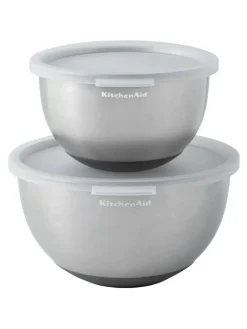 Kitchen Aid Set of 2 Silver Mixing Nesting Bowl^ Dinner Sets & Pasta Bowls