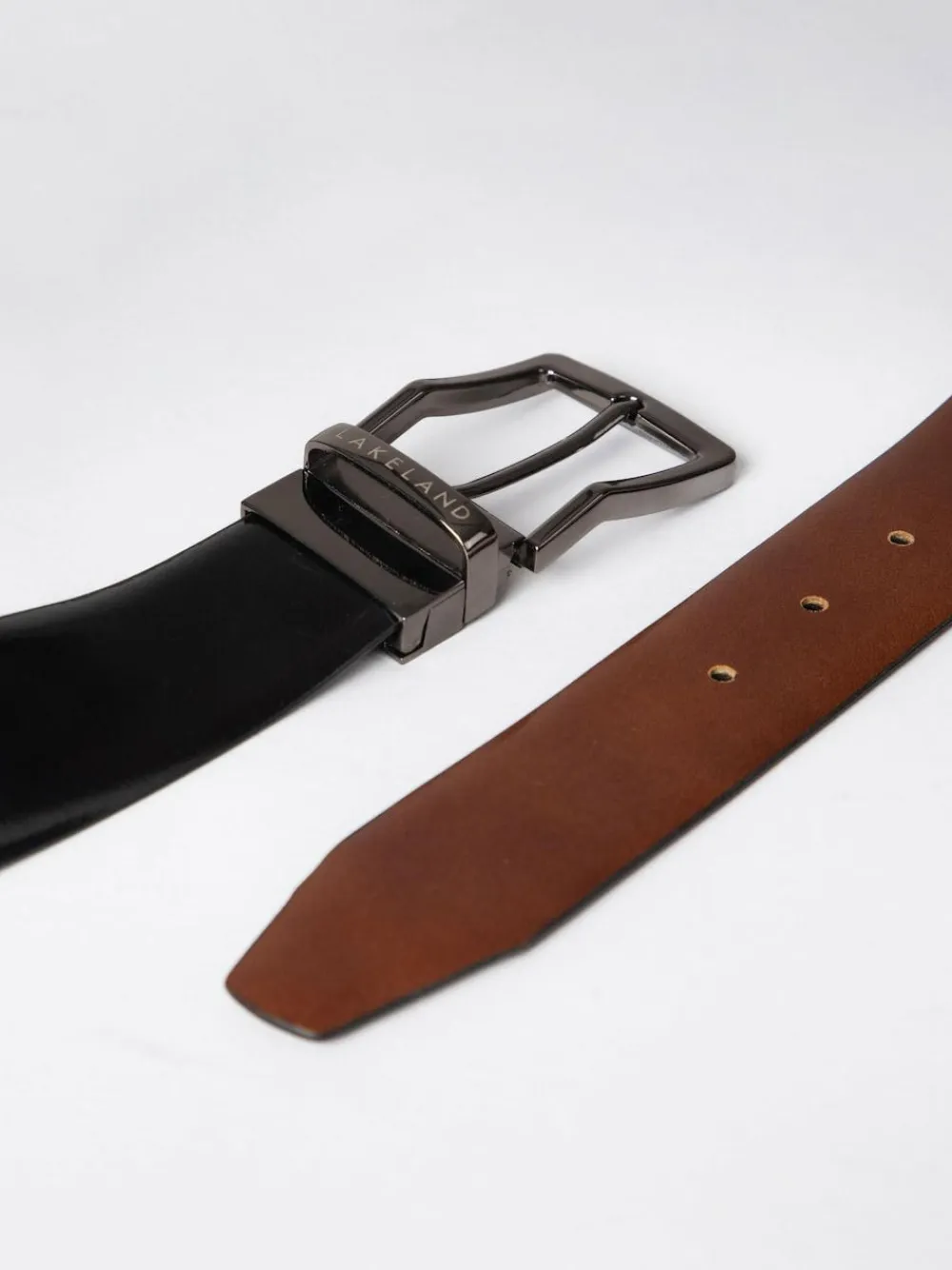 Hot Lakeland Leather Black Calder Reversible Belt